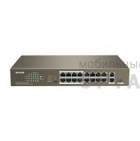 Коммутатор 16 портовый мегабитный неуправляемый PoE, TENDA TEF1118P-16-150W   16FE+2GE/1SFP Desktop Switch With 16-Port PoE (1/30)