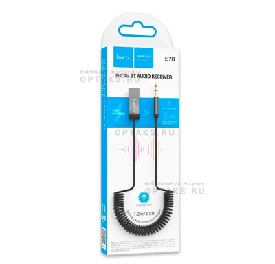 Ресивер HOCO E78, Benefit, пластик, резина, Bluetooth, Jack 3.5, кабель AUX, черный