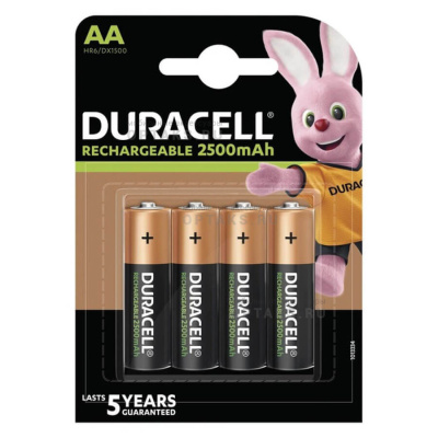 Аккумуляторная батарейка DURACELL HR6  2400mAh/2500mAh BL4 предзаряженные  (2/40/15000)